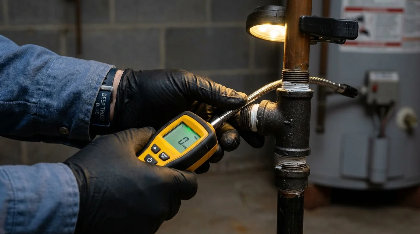 Gas leak detection with electronic sniffer by Johns Plumbing LLC in Calico Rock