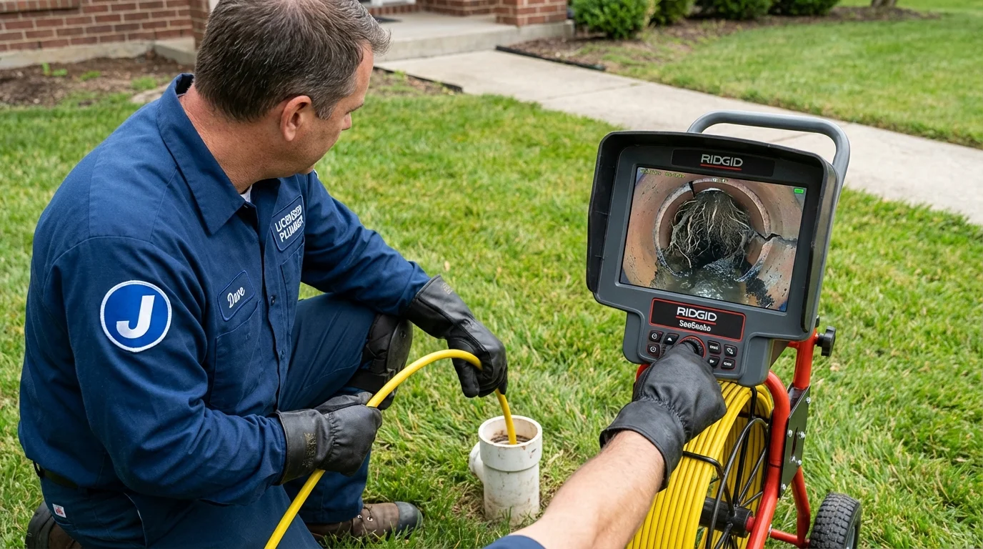 Sewer camera inspection being performed by Johns Plumbing LLC in Calico Rock