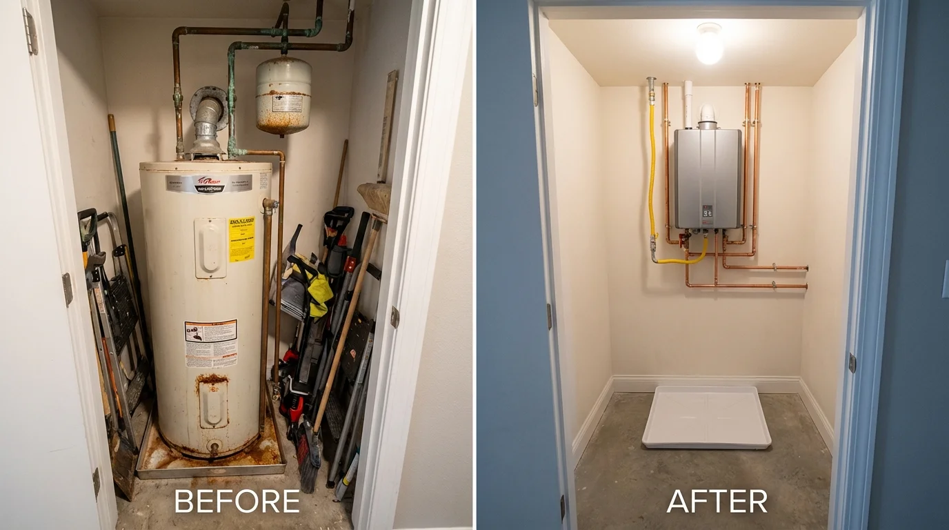 Tank water heater versus wall-mounted tankless unit comparison for Calico Rock, AR homeowners